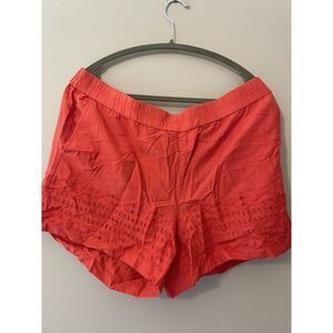 J Crew. Bright Medium Red Eyelet Accent Pull On Cotton Shorts Sz XL Summer‎